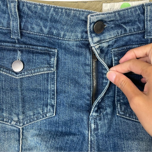 Stella McCartney Denim Jeans Bootcut Women Size 28 Blue  Flip Pockets Patched - Picture 9 of 15